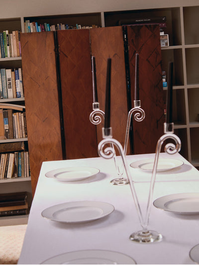Double Stem Spiral Candleholder - Clear - Editorial One