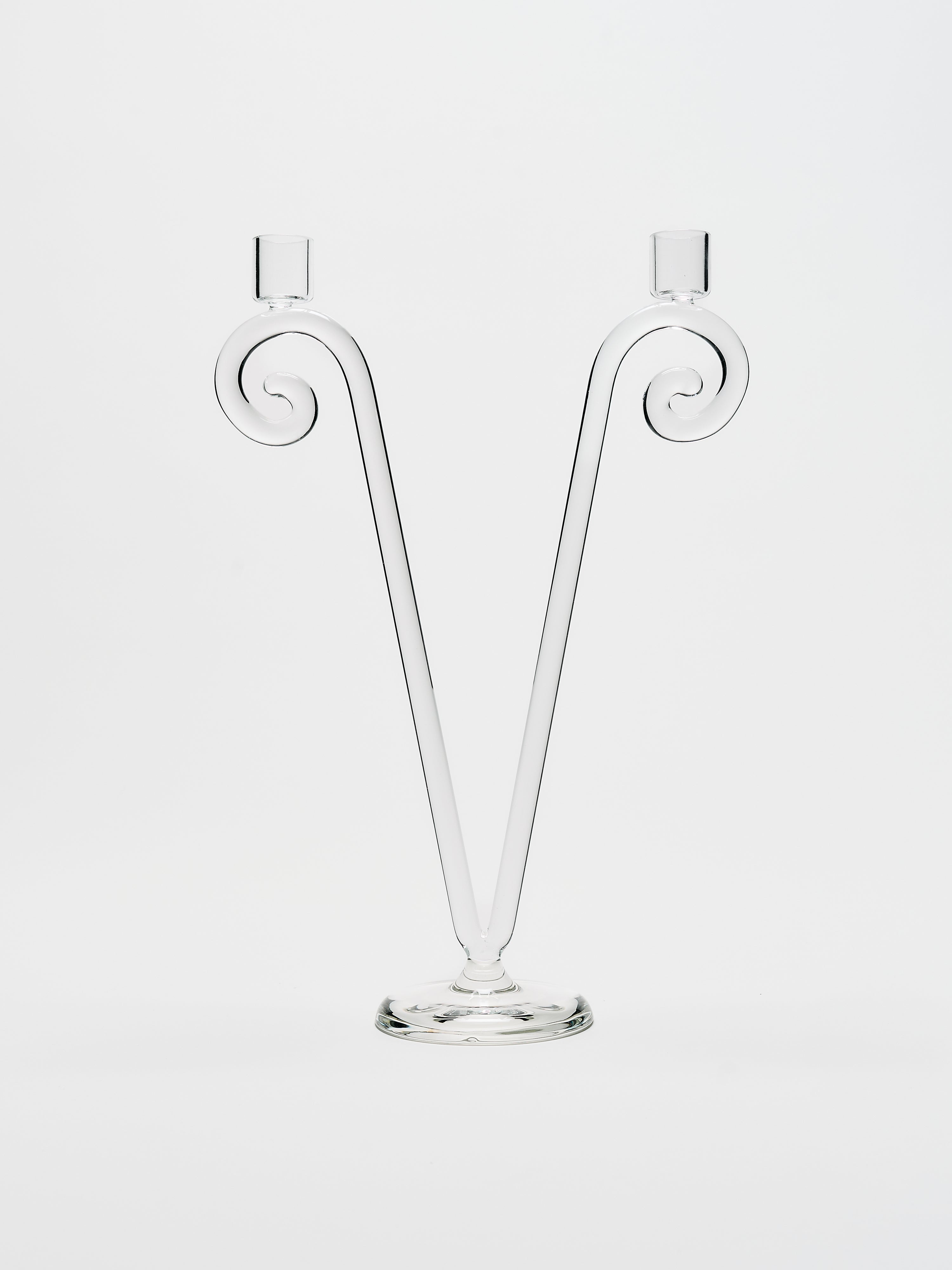 Double Stem Spiral Candleholder - Clear - Product Image