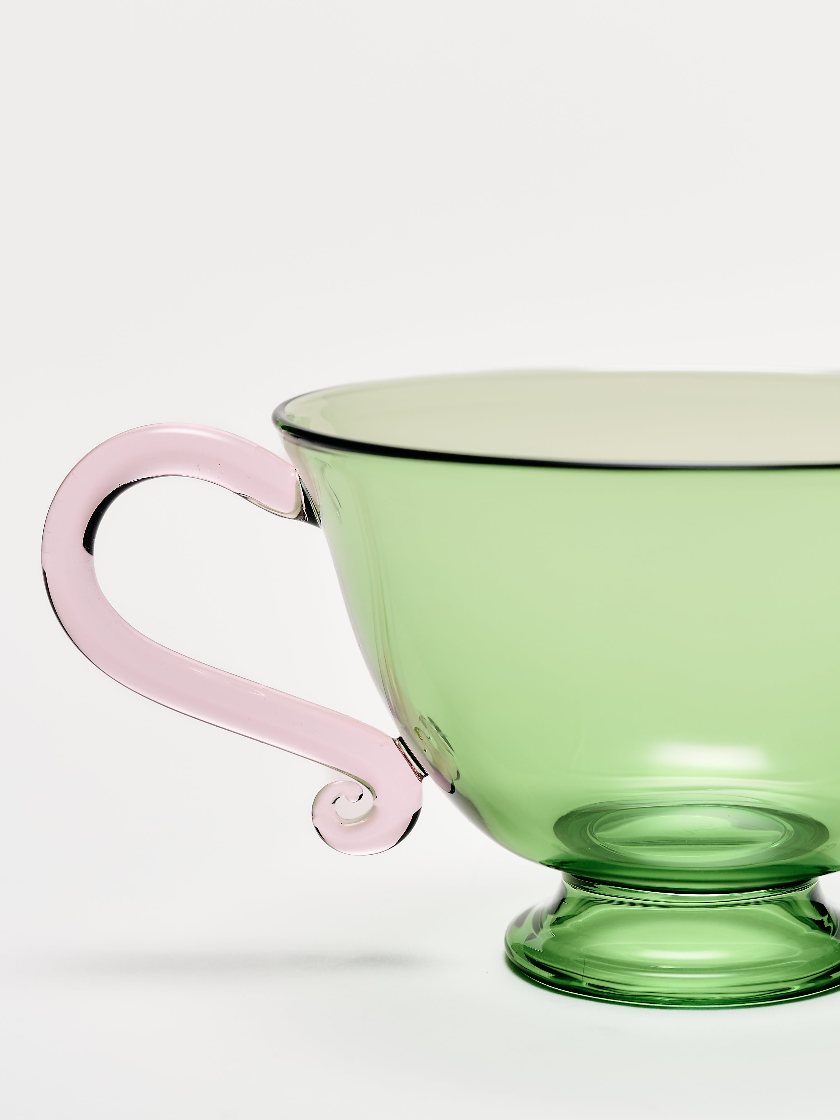 Petite Tasse Set - Green w/ Pink