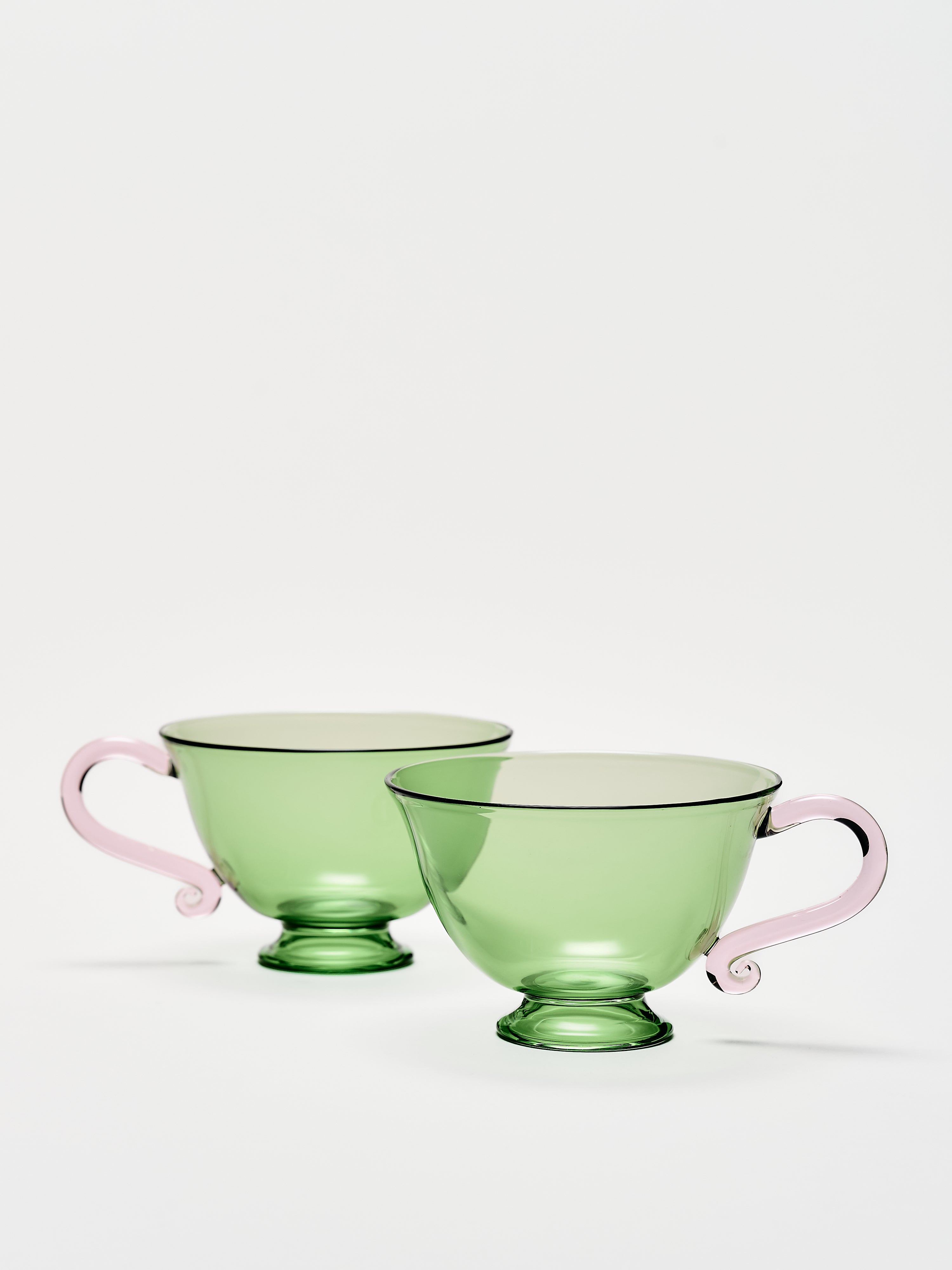 Petite Tasse Set - Green w/ Pink 