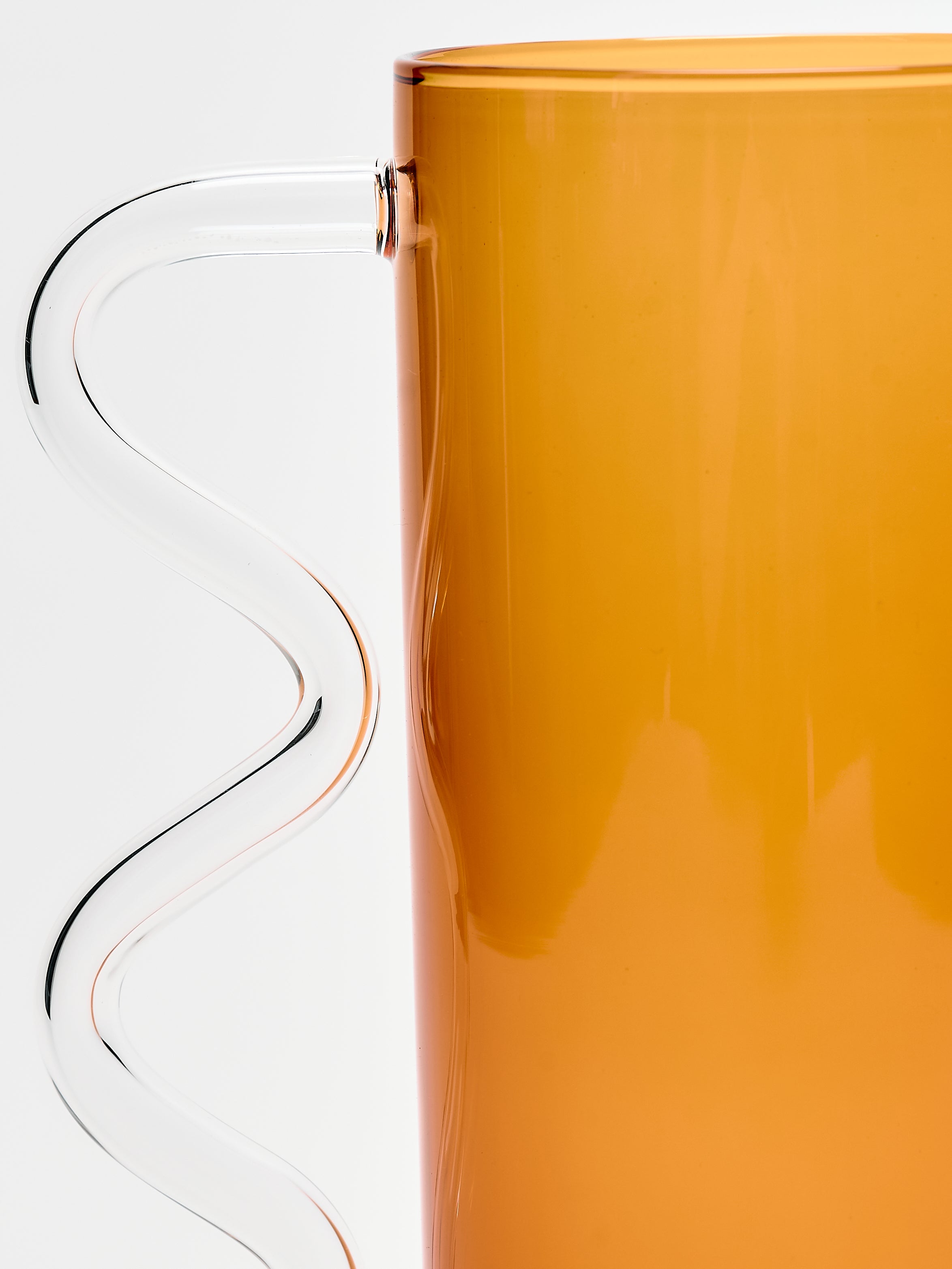 Wave Pitcher - Amber w/ Clear